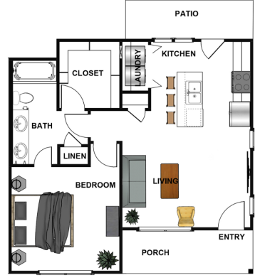 a floor plan for a two bedroom apartment at The parcHAUS at Celina Parkway